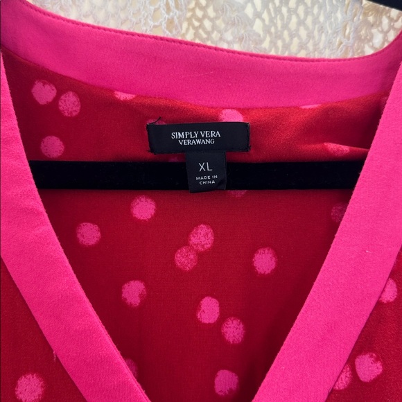 Simply Vera Vera Wang Red and Pink Polka Dot One Piece Pajamas - Picture 2 of 11